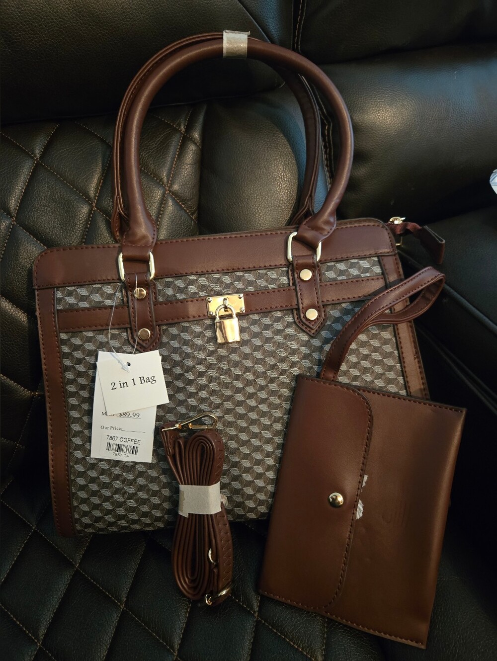 AR New York Coffee Brown 2-in-1 Women’s Satchel Bag